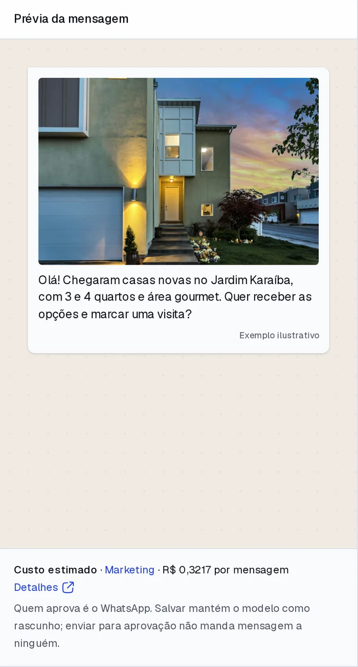 Modelo de mensagem com imagem: prévia da mensagem